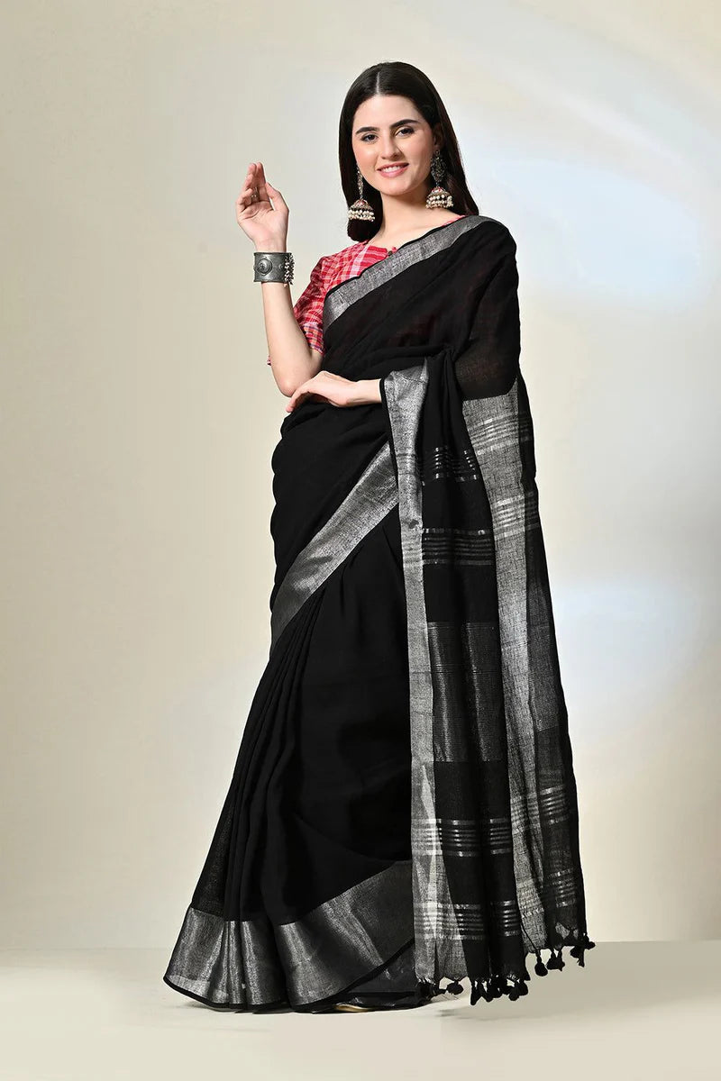 natural linen saree