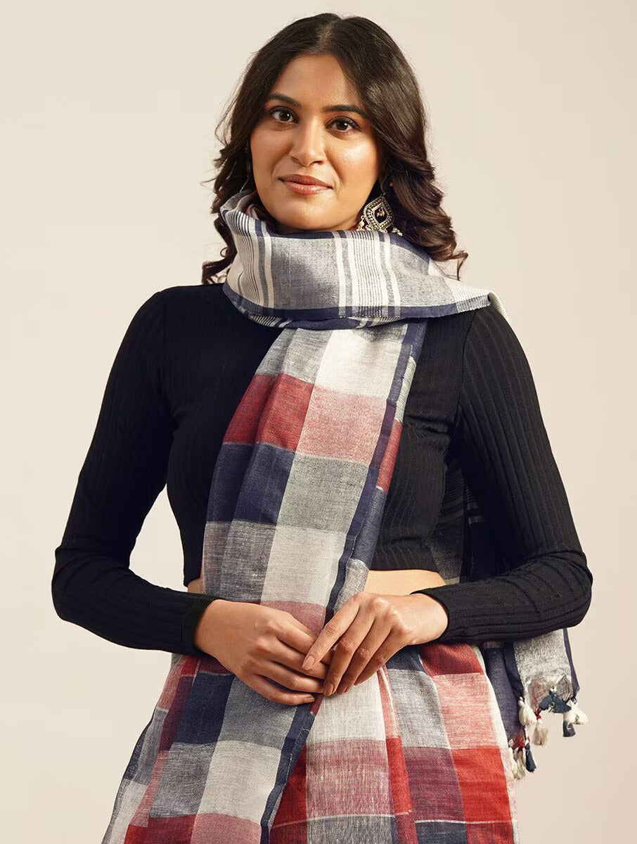 Vibrant Checks and Multicolor Linen Saree