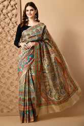 Pure Tussar Silk Madhubani HandPainted Saree