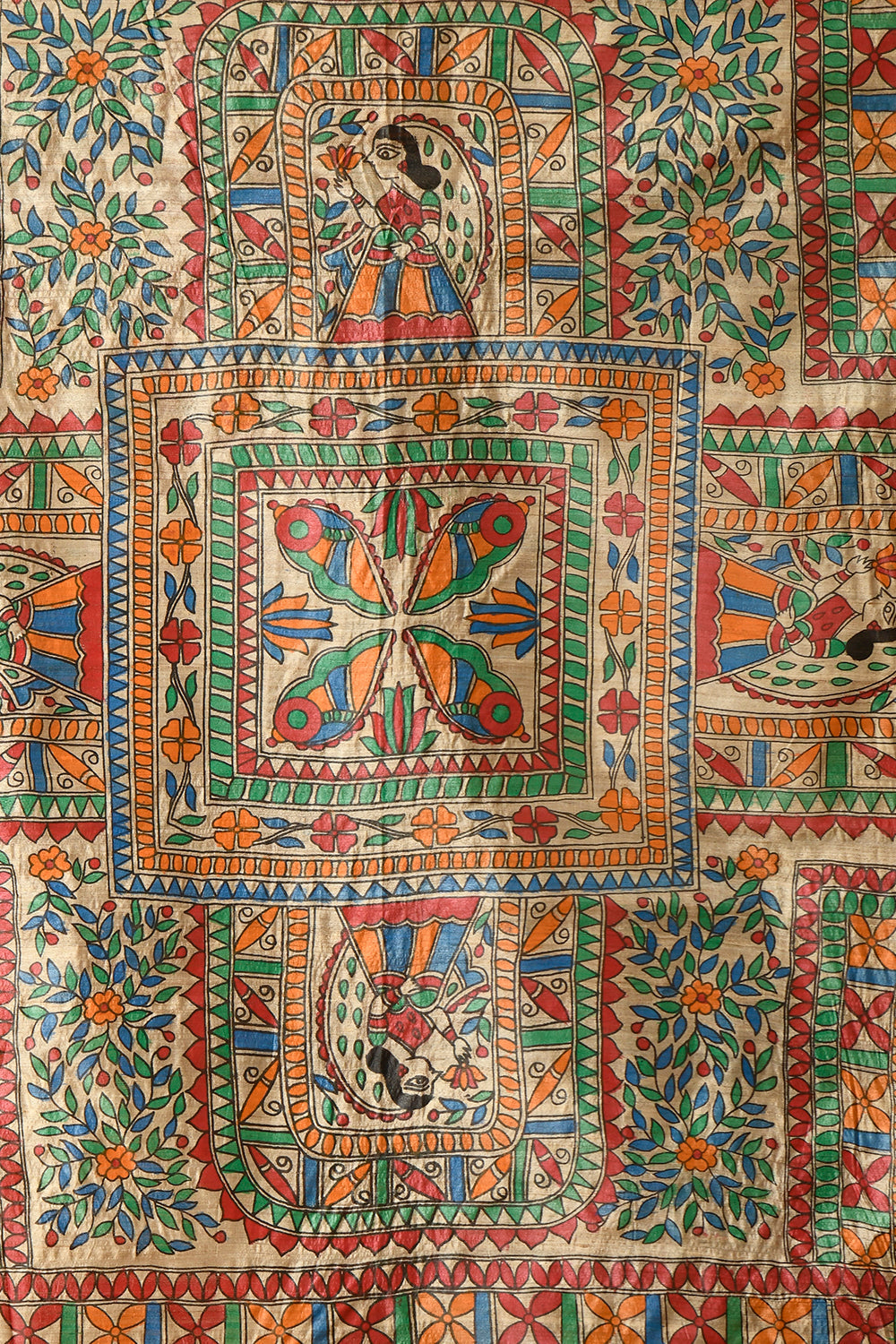 Luxurious Pure Tussar Silk Saree Adorned with Timeless Madhubani Motifs