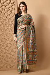 Luxurious Heritage: Tussar Silk Saree with Traditional Doli Motif & Madhubani Artistry