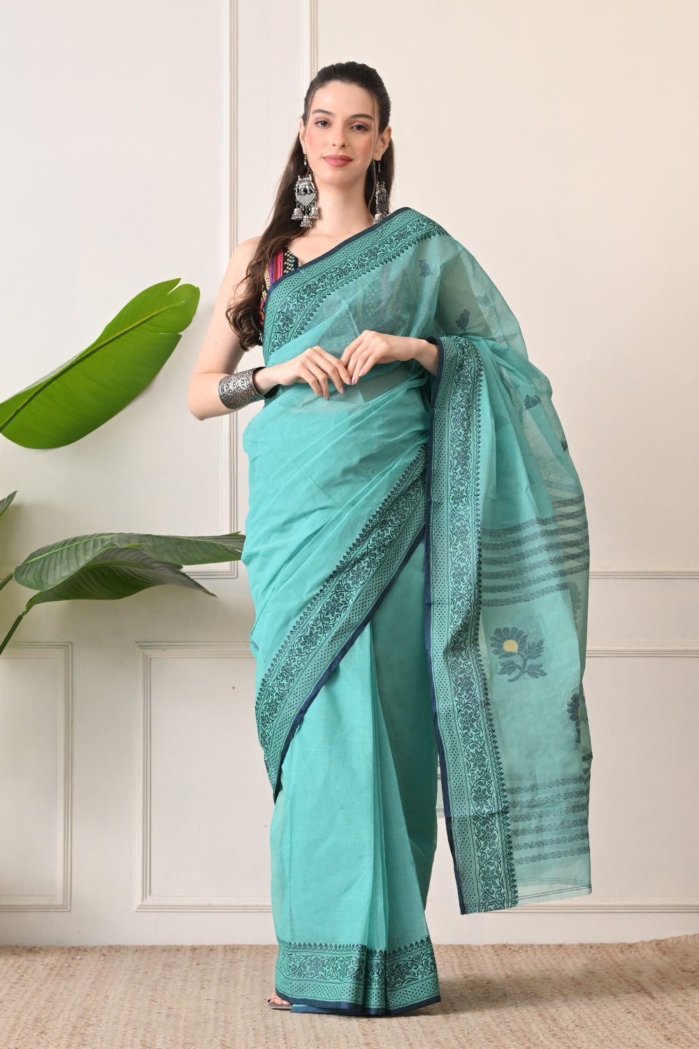 Bengal Cotton Saree Handcrafted woven motifs Authentic Bengal Cotton