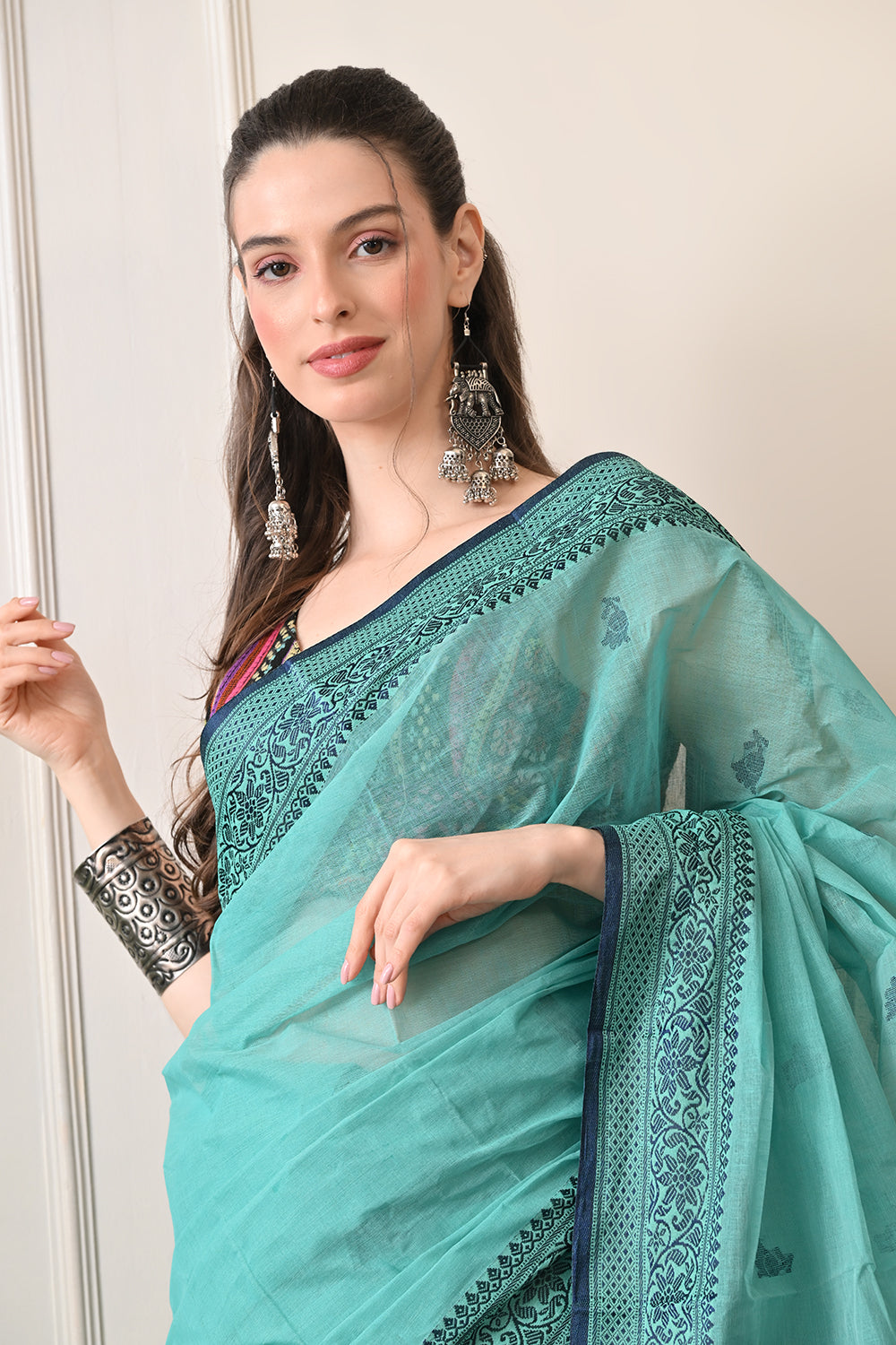 Bengal Cotton Saree Handcrafted woven motifs Authentic Bengal Cotton