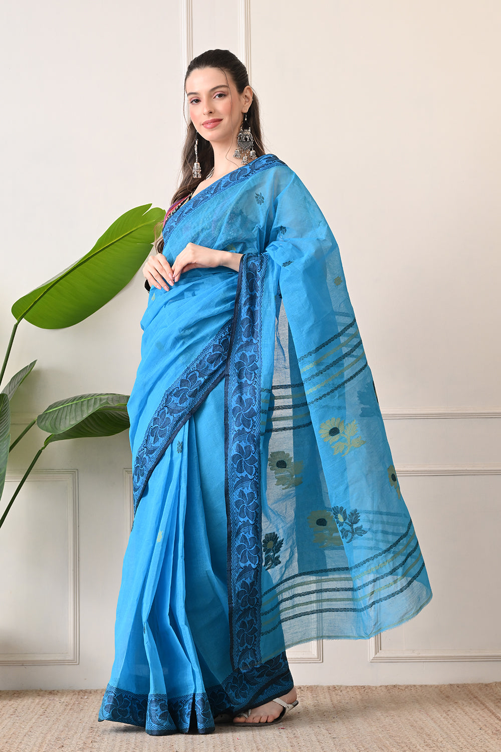 Blissful Blues: Organic Bengal Cotton Handloom Saree
