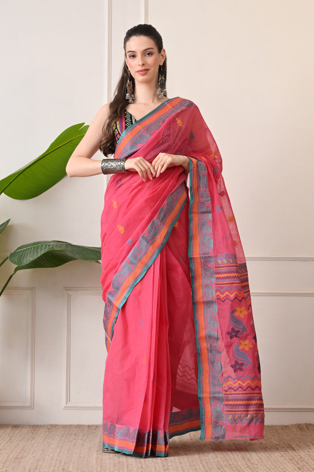 Playful & Pretty: Pink Handloom Saree made with Organic Bengal Cotton