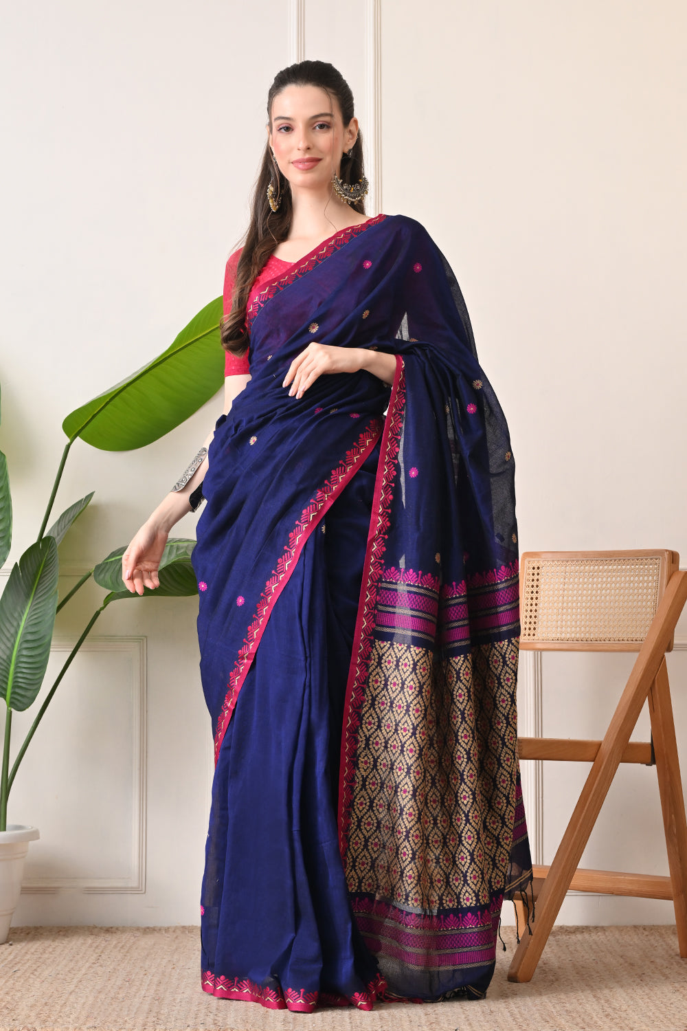 Vivacious Violent: Handloom Organic Bengal Cotton Saree