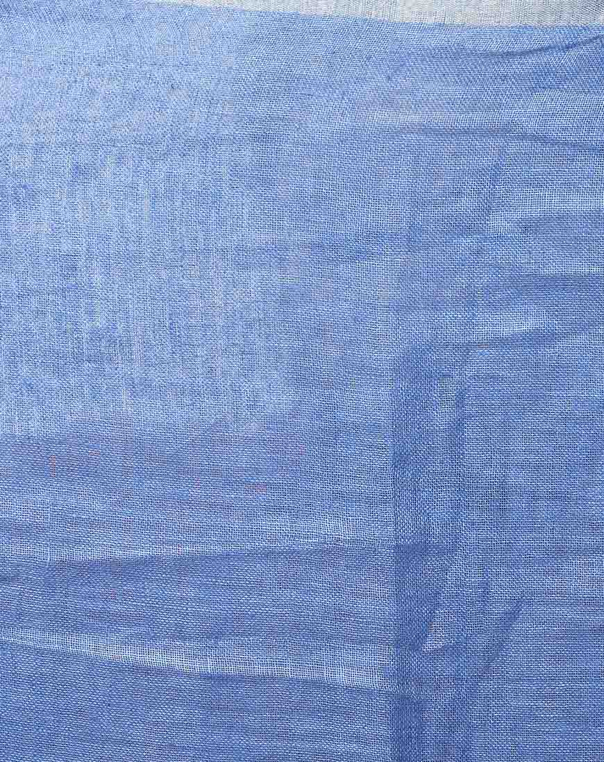 Light Blue Linen Saree with Silver Border