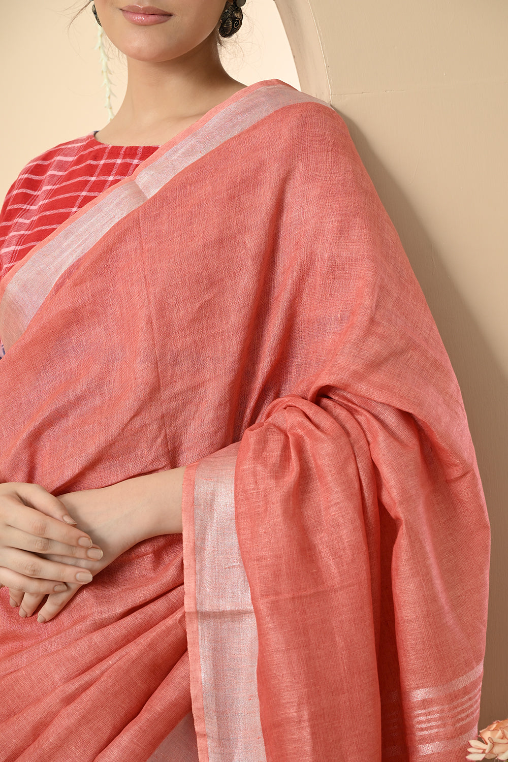 Pink Paradise: Organic Nerium Oleander Dyed Linen Saree