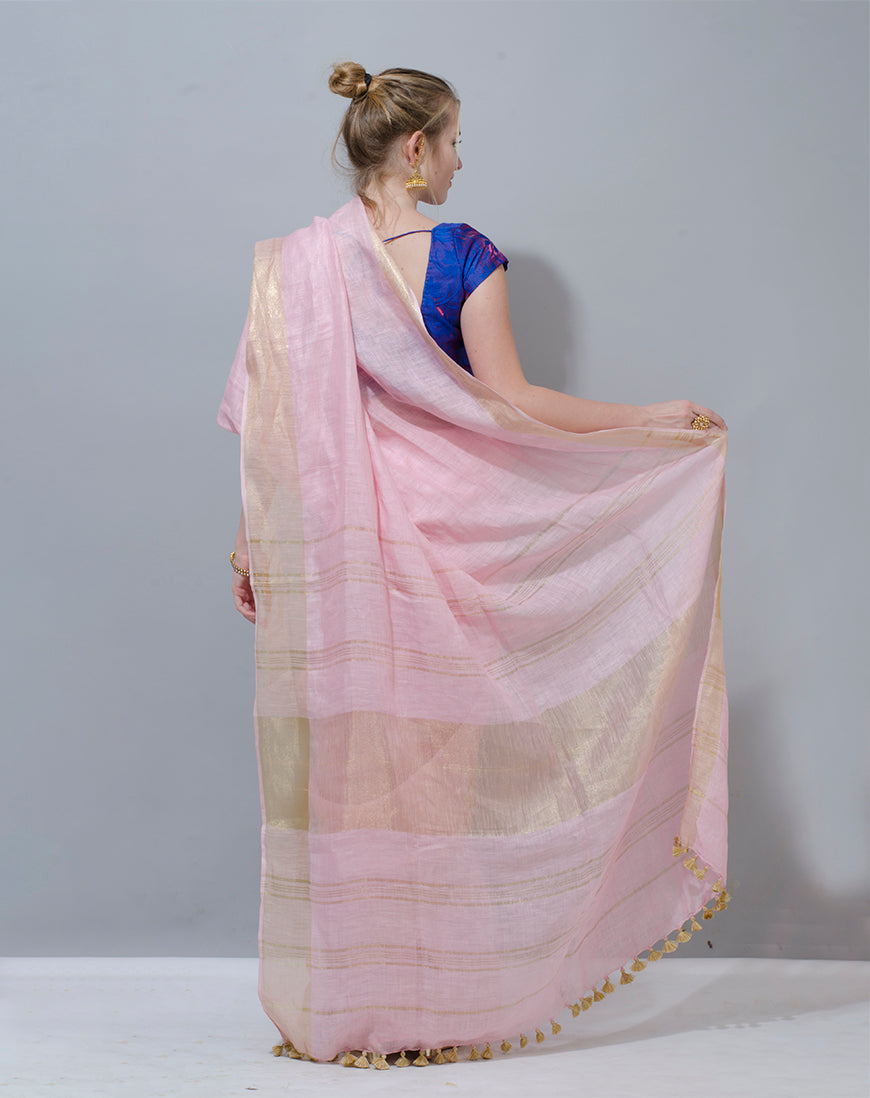 Baby Pink Linen Saree: Elegance in Blush