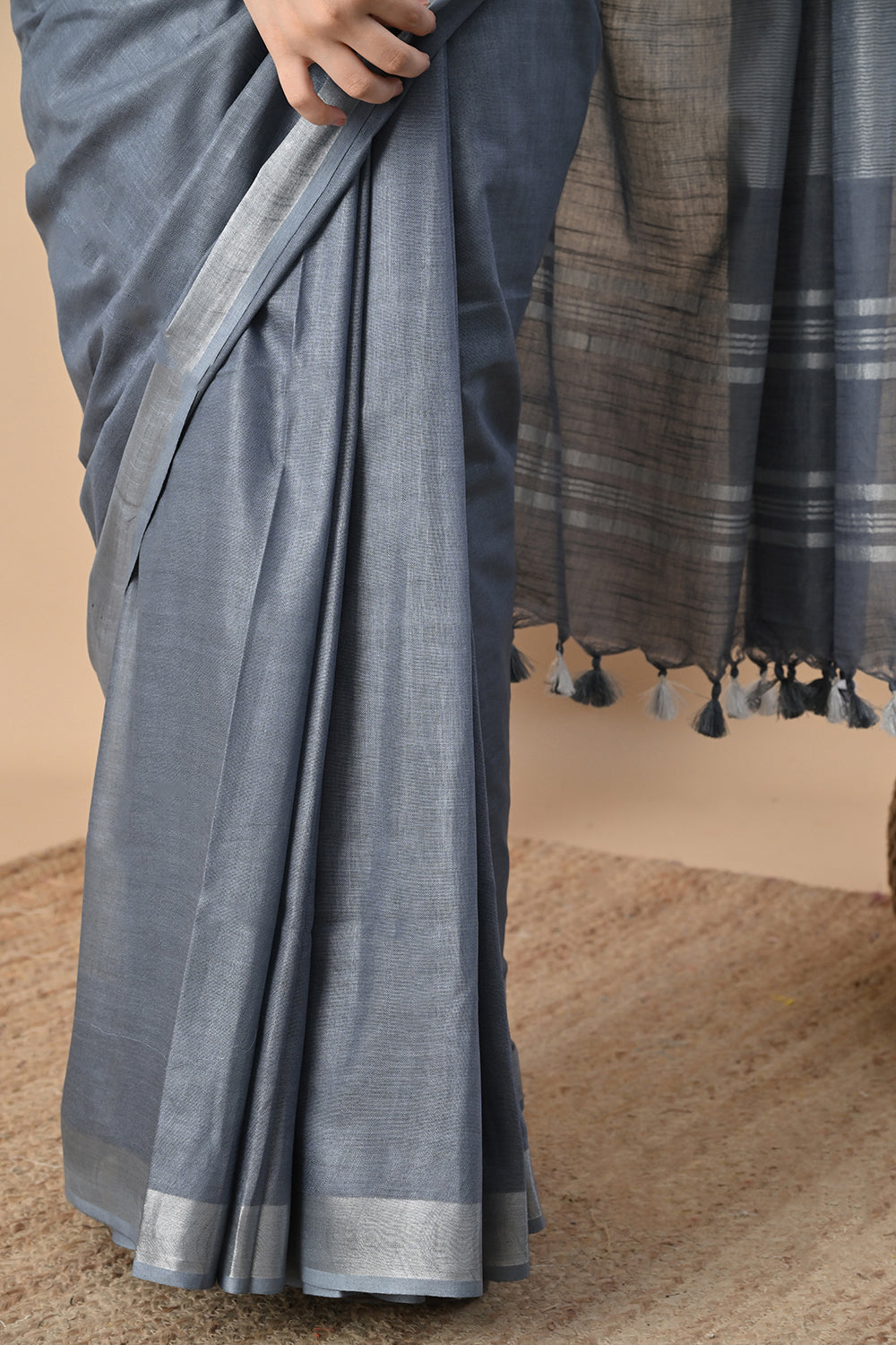 Grey Grace – Buttery Soft Cotton Slub Saree