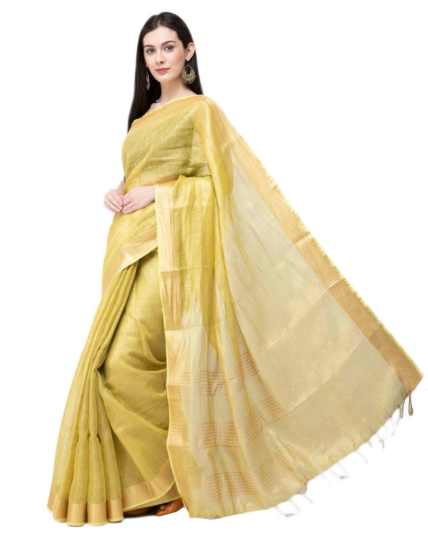 Mustard Linen Saree