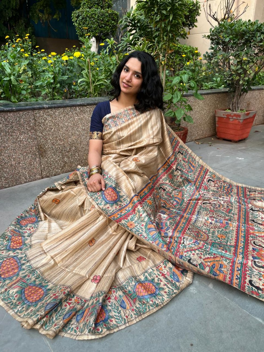 Madhubani Saree: High-Quality Tussar Giccha Silk Saree with Traditional Painting Motifs