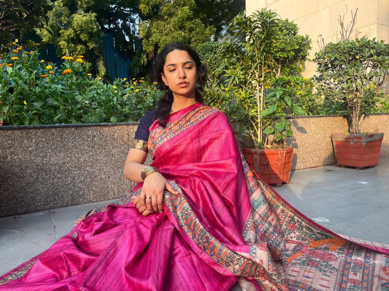 Madhubani Marvel: High-Quality Tussar Silk Saree with Traditional Painting Motifs