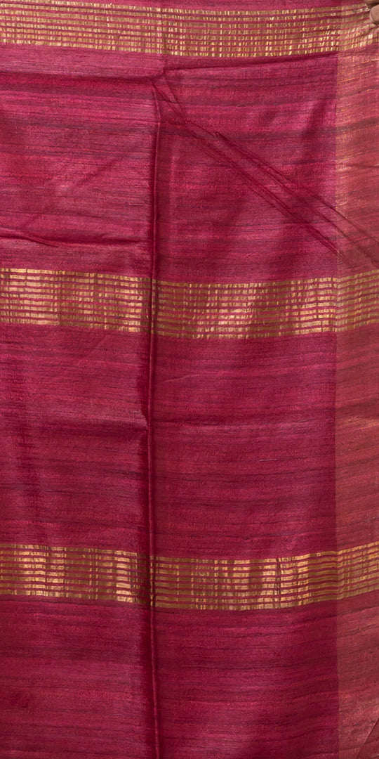 MARRON COLOUR JARI PALLU TUSSAR GICCHA SILK SAREE