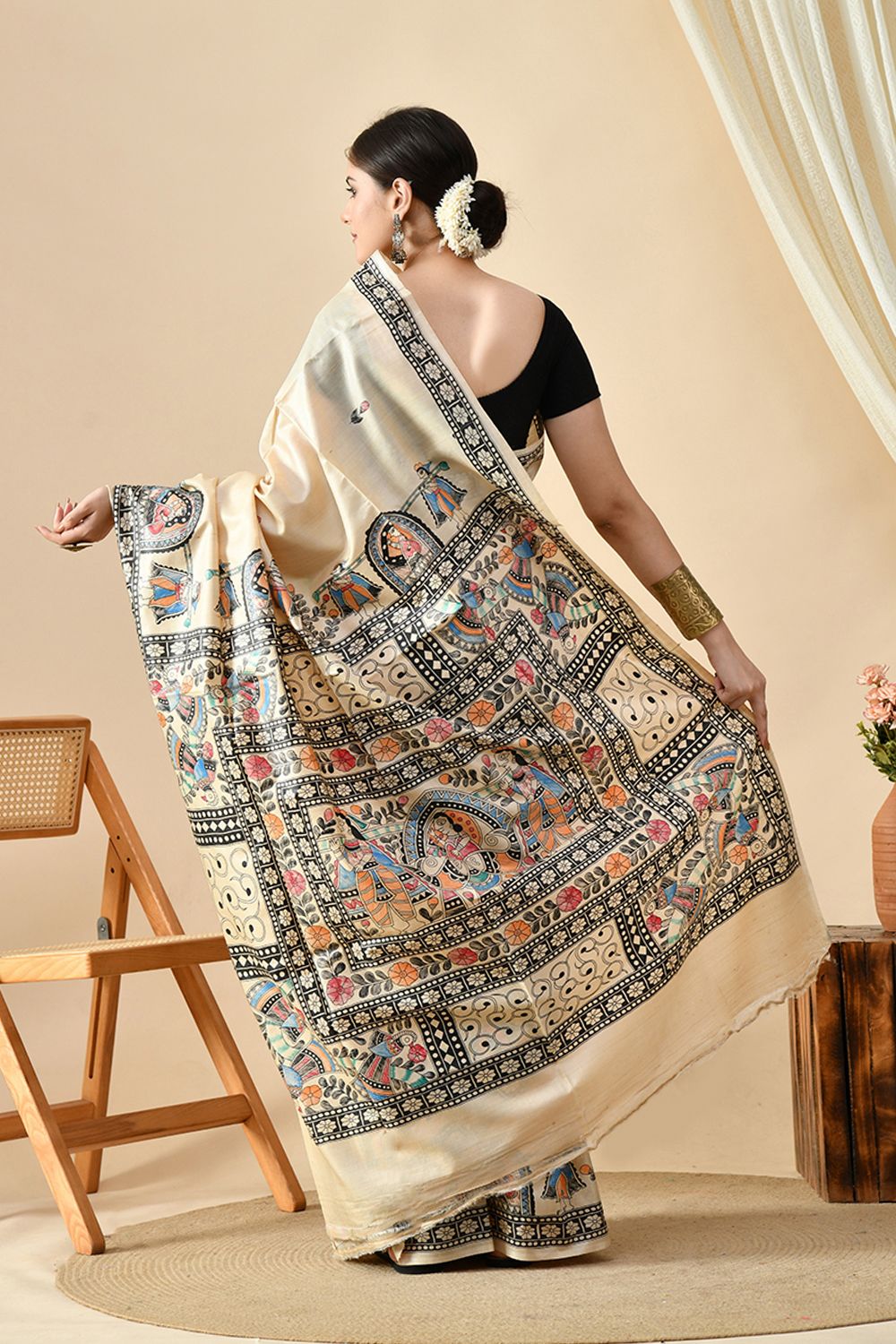 Elegant handwoven pure tussar silk saree, 6.5 mtr in length, ideal for dry cleaning. Buy eco-friendly tussar saree online
