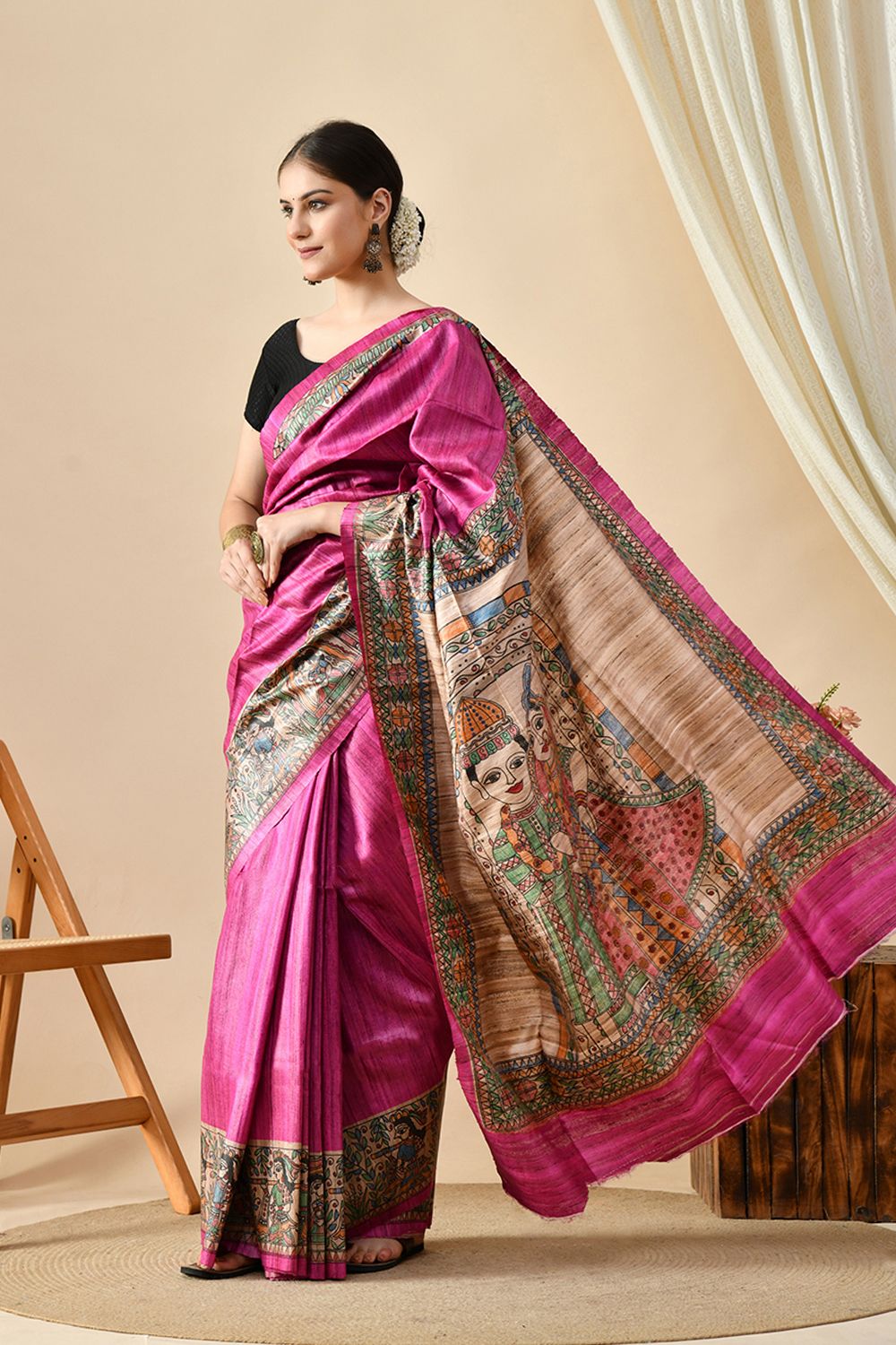 Eco-friendly handwoven pure tussar silk saree of 6.5 mtr. length, perfect for dry clean keeping the quality intact