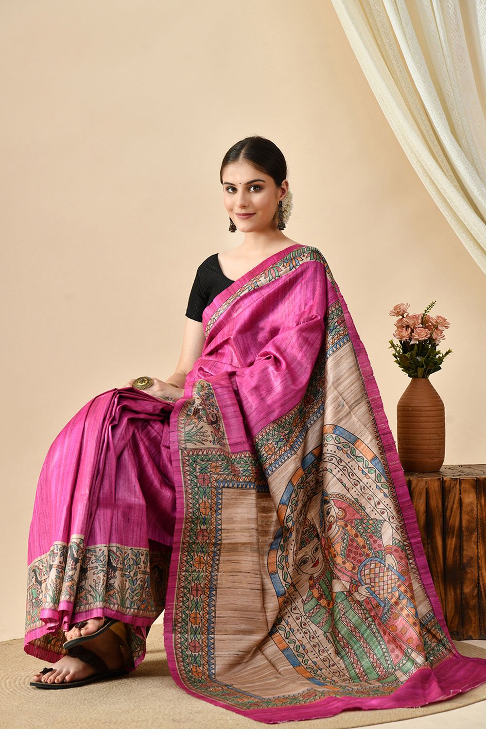 Eco-friendly handwoven pure tussar silk saree of 6.5 mtr. length, perfect for dry clean keeping the quality intact