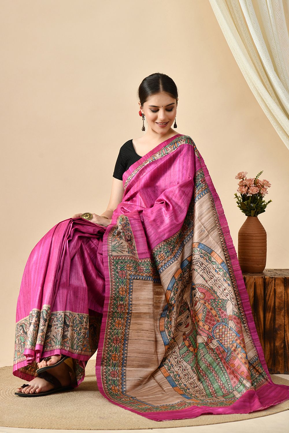 Eco-friendly handwoven pure tussar silk saree of 6.5 mtr. length, perfect for dry clean keeping the quality intact