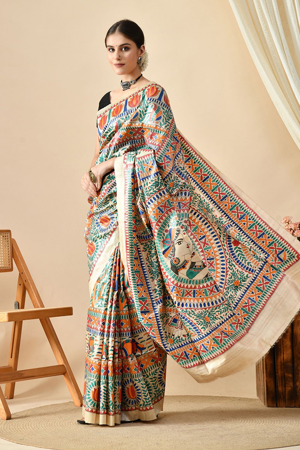 Elegant handwoven eco-friendly tussar silk saree of 6.5 meters length, ideal for dry clean. Buy this pure tussar silk saree online.
