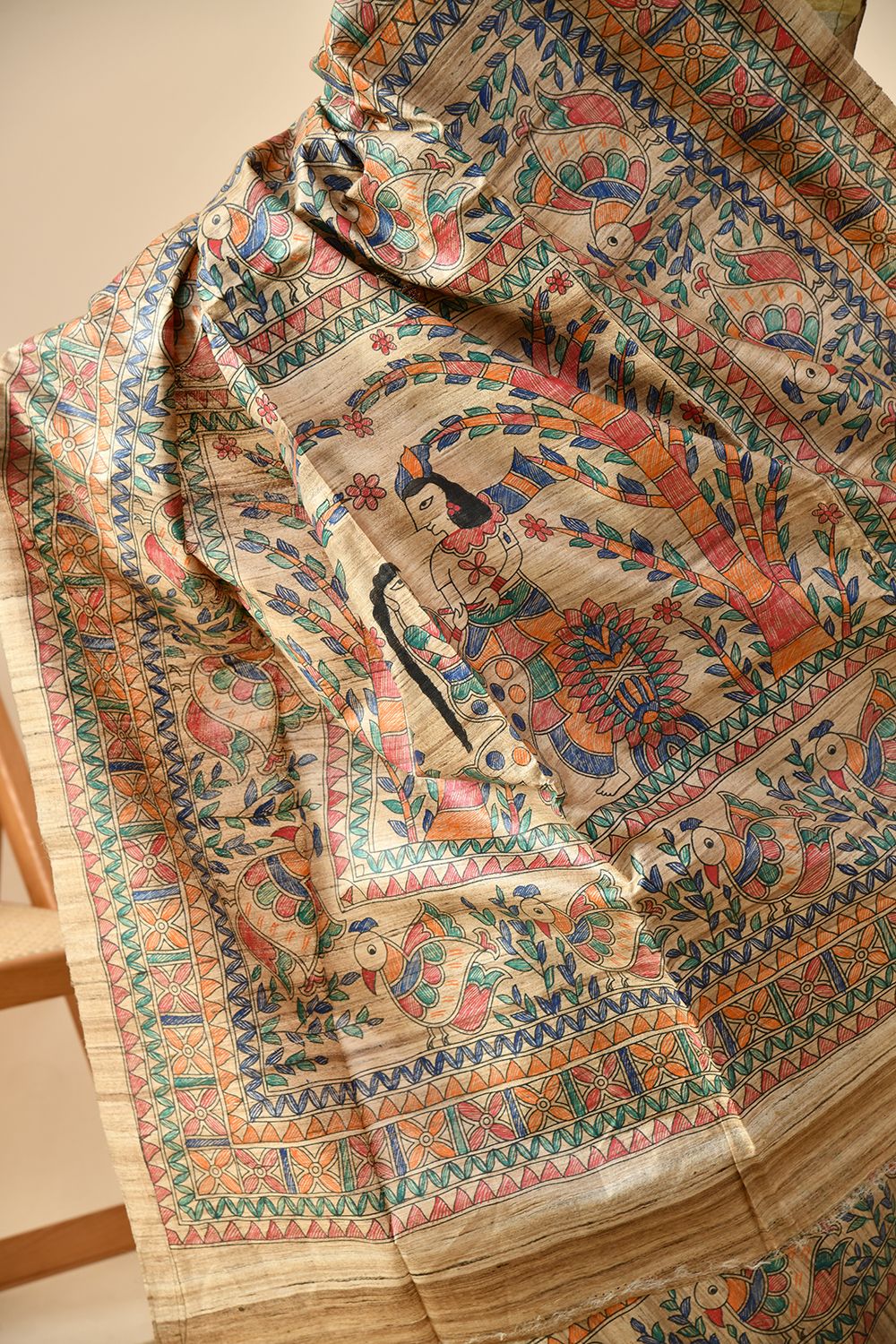Image of a 6.5 mtr long handwoven pure tussar silk saree - eco-friendly and ideal for dry clean. Buy and shop eco tussar saree online.