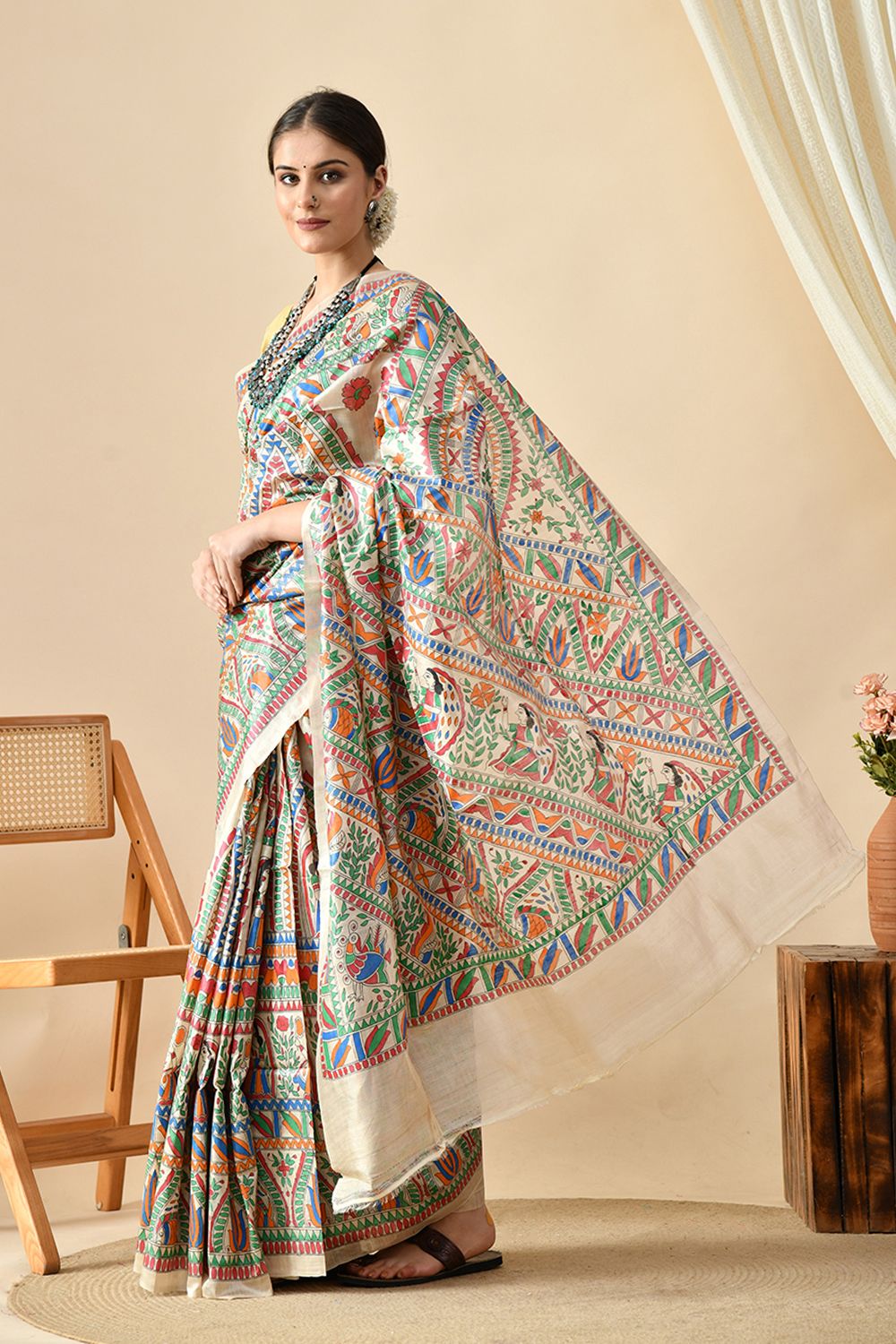 Handwoven pure Tussar Silk saree, 6.5 mtr in length, eco-friendly, recommended dry clean, perfect to buy online
