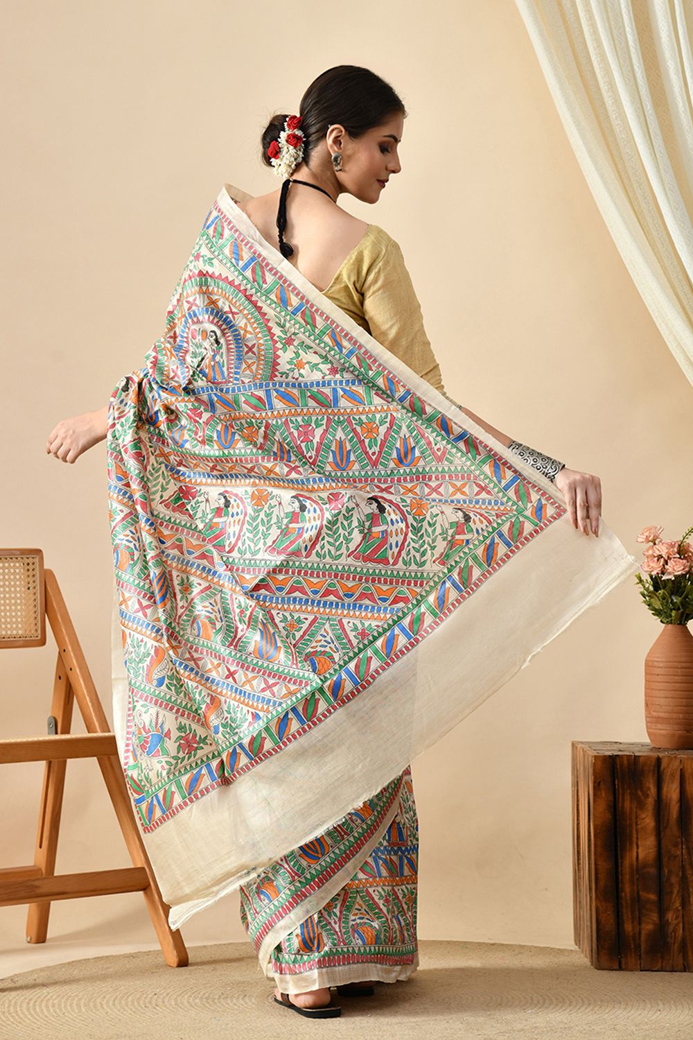 Handwoven pure Tussar Silk saree, 6.5 mtr in length, eco-friendly, recommended dry clean, perfect to buy online