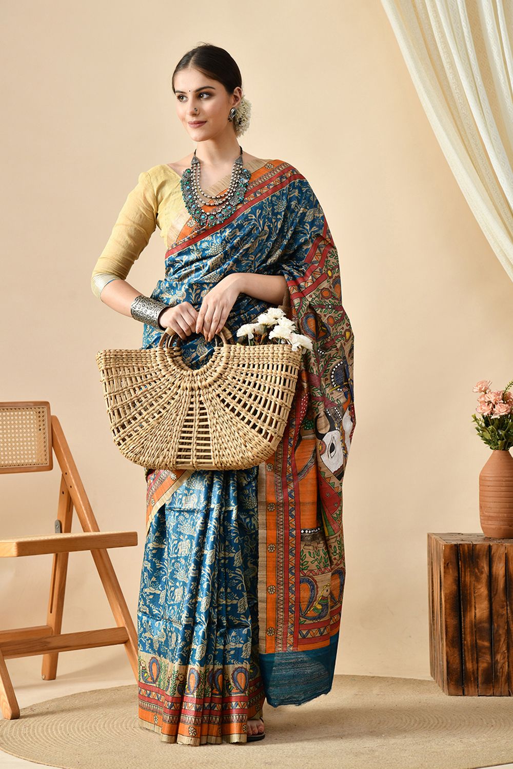 Handwoven pure tussar silk saree of 6.5 mtr length, eco-friendly and ideal for dry clean