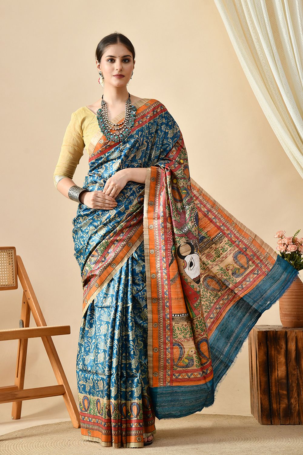 Handwoven pure tussar silk saree of 6.5 mtr length, eco-friendly and ideal for dry clean