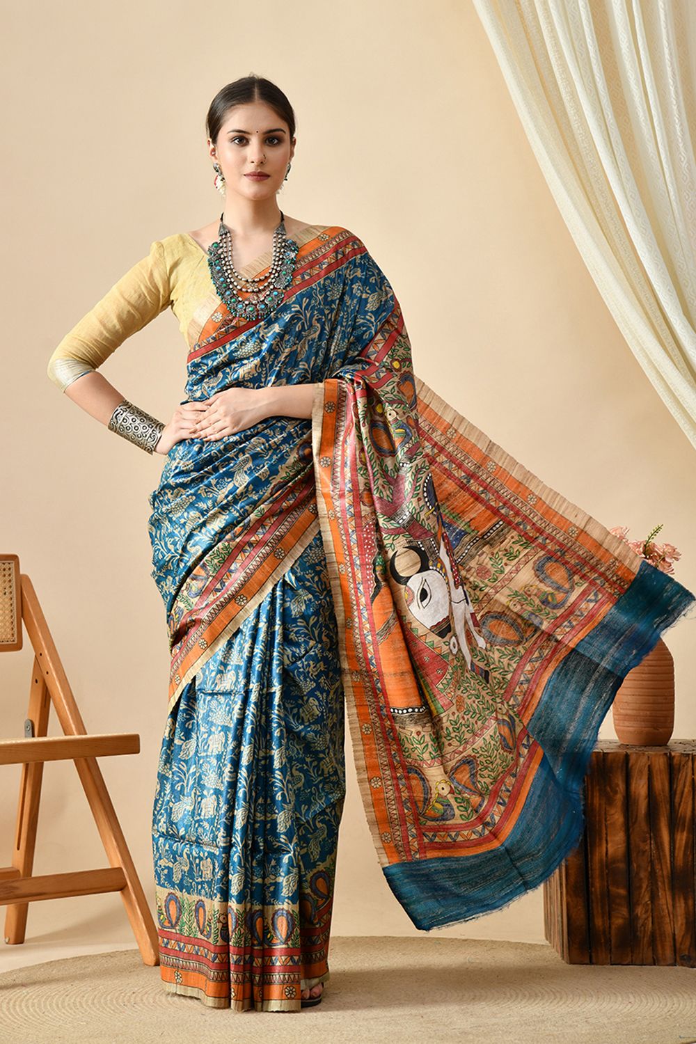 Handwoven pure tussar silk saree of 6.5 mtr length, eco-friendly and ideal for dry clean