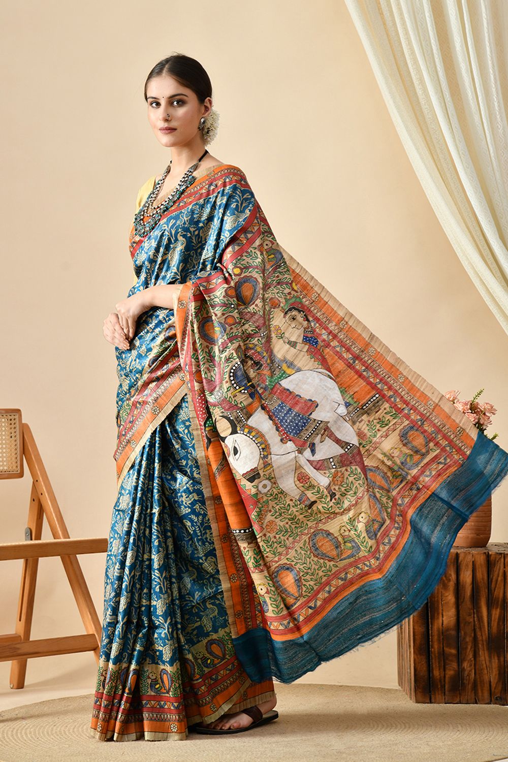 Handwoven pure tussar silk saree of 6.5 mtr length, eco-friendly and ideal for dry clean