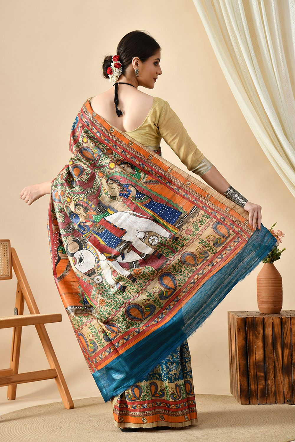 Handwoven pure tussar silk saree of 6.5 mtr length, eco-friendly and ideal for dry clean