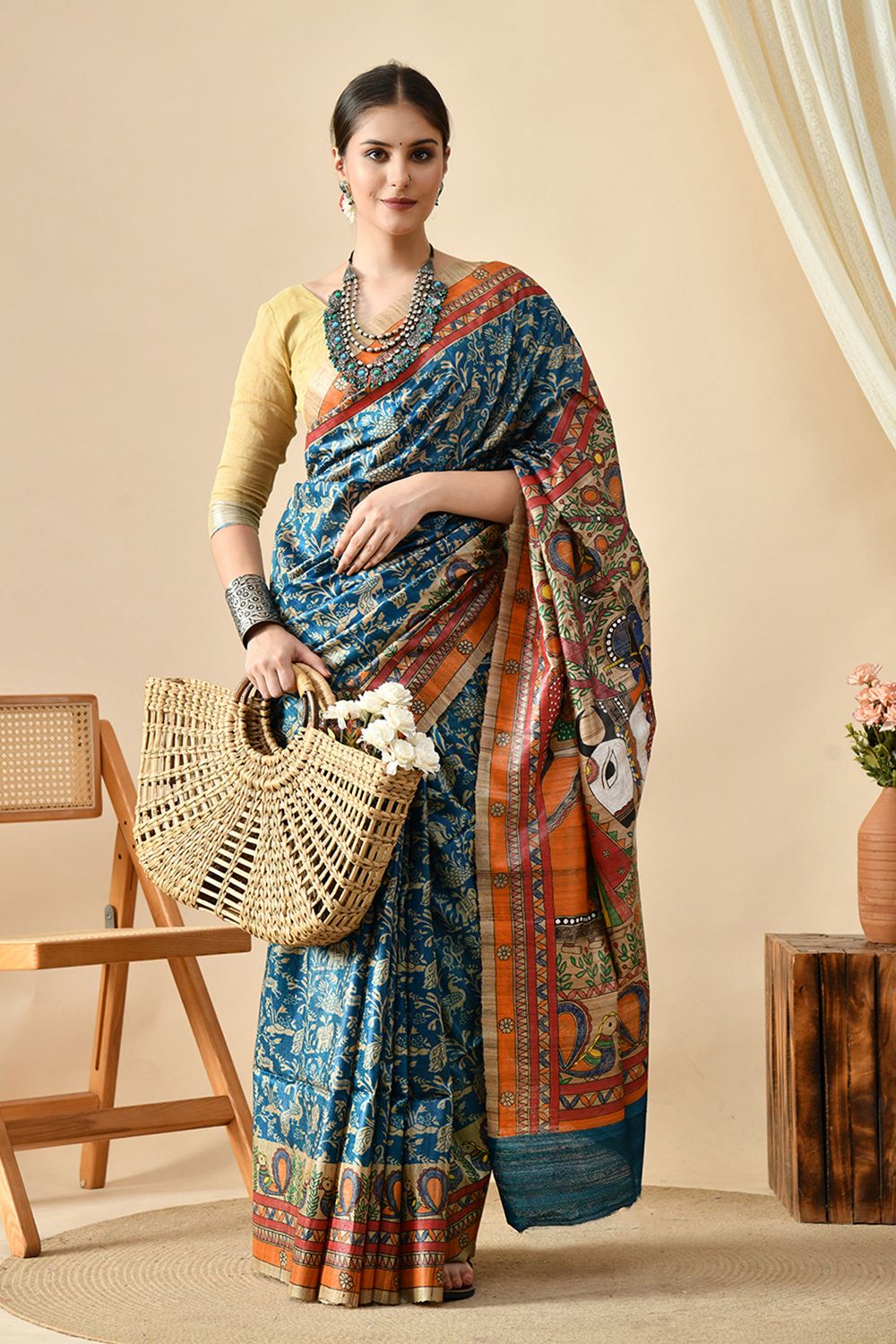 Handwoven pure tussar silk saree of 6.5 mtr length, eco-friendly and ideal for dry clean
