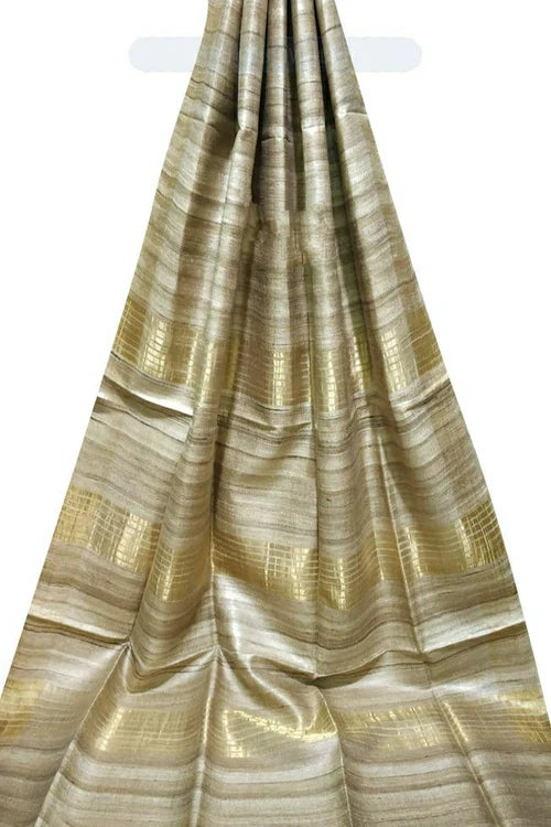 NATURAL COLOUR TUSSAR GICCHA SILK SAREE