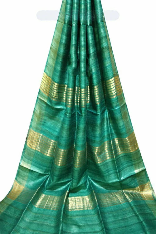 SEA GREEN COLOUR TUSSAR GICCHA SILK SAREE