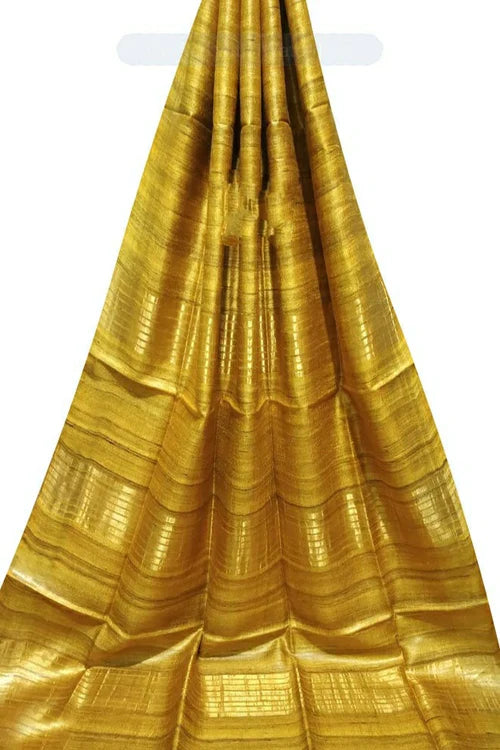 MUSTARD COLOUR TUSSAR GICCHA SILK SAREE