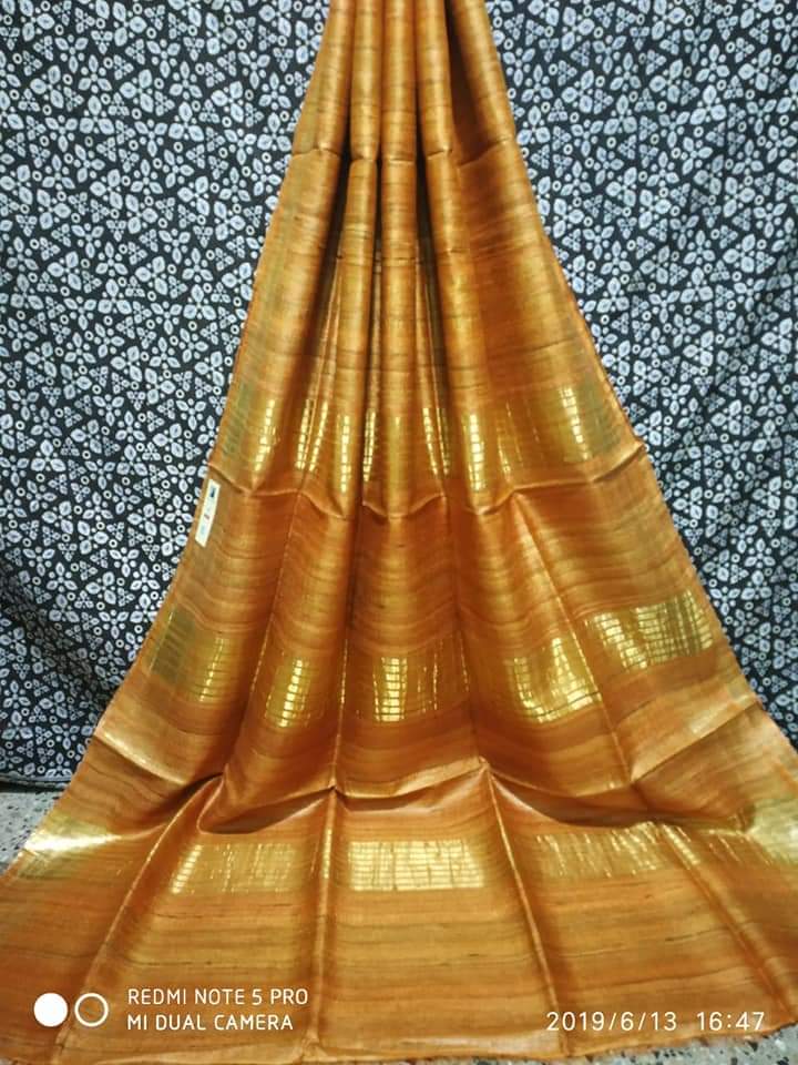 GOLDEN COLOUR TUSSAR GICCHA SILK SAREE