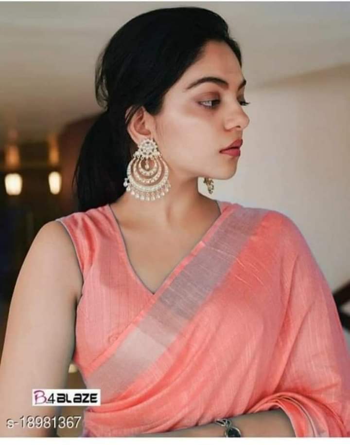 "Timeless Elegance: Pink Plain Cotton Slub Saree"