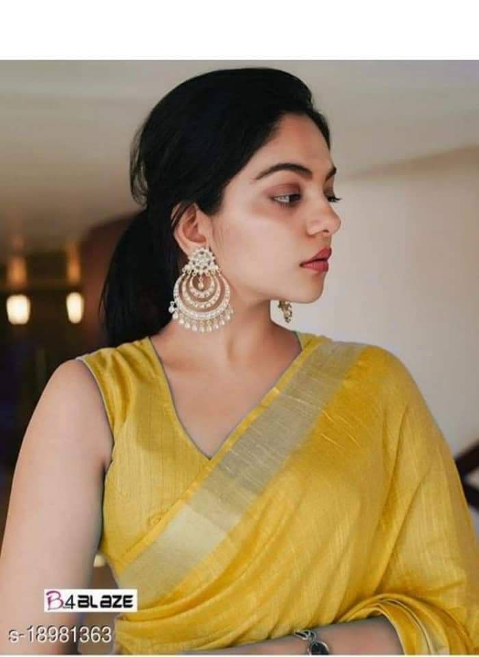 Timeless Elegance: Yellow Plain Cotton Slub Saree