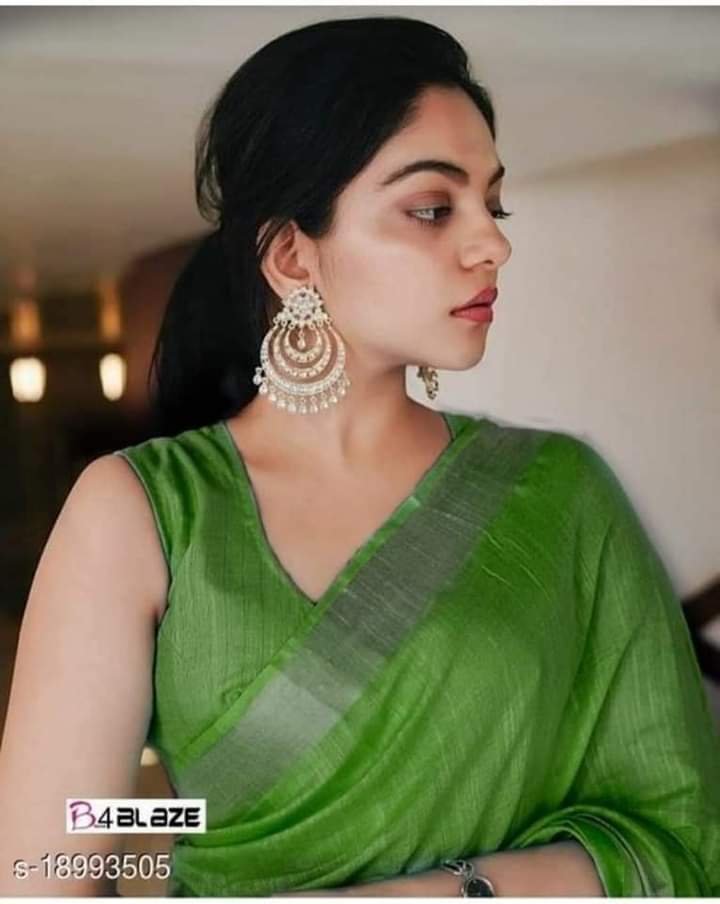 "Timeless Elegance: Green Cotton Slub Saree"