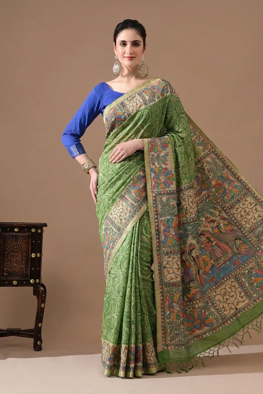 Madhubani Handcrafted HandPainted Saree