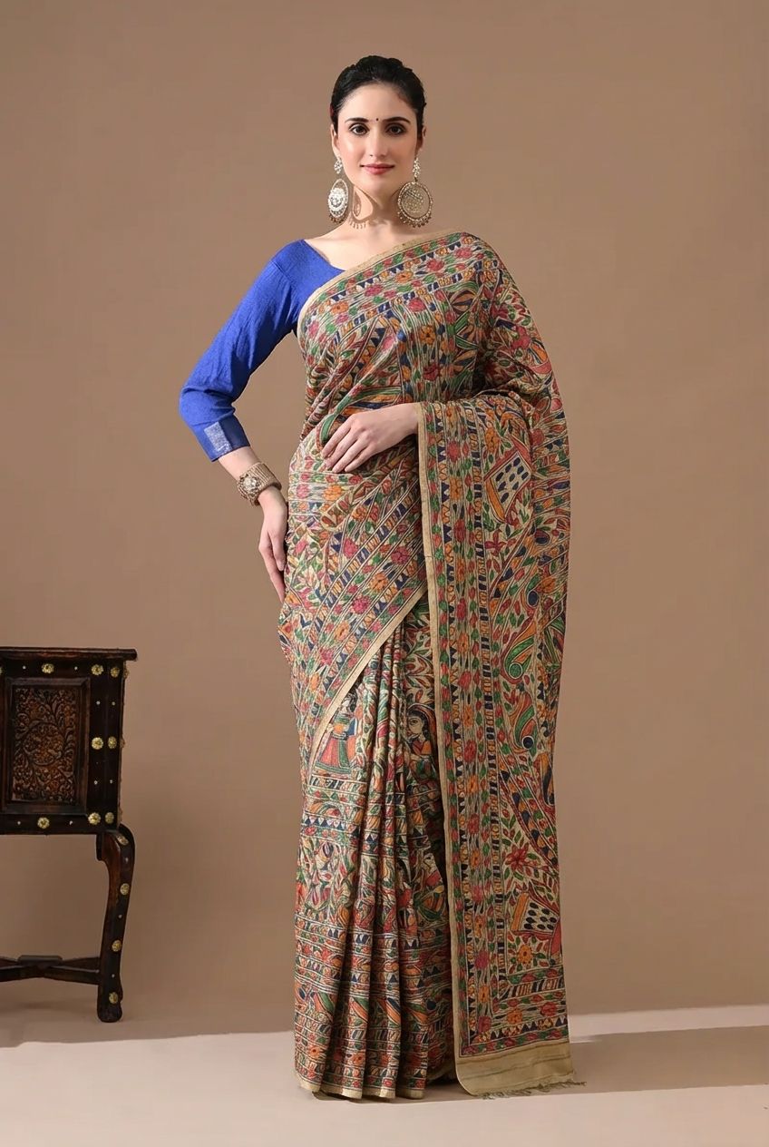 Madhubani Hand Painted Sarees