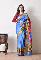 Handcrafted Hand-Painted Tussar Silk Saree – Bhasha Bharat