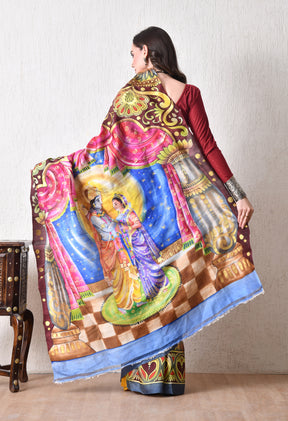 Handcrafted Hand-Painted Tussar Silk Saree – Bhasha Bharat