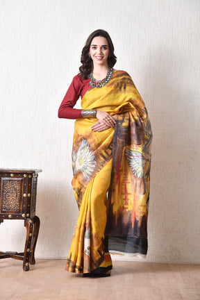 Handcrafted Hand-Painted Tussar Silk Saree – Bhasha Bharat Tussar Silk