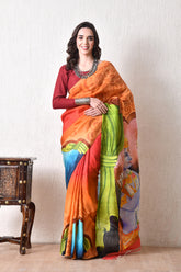 Handcrafted Hand-Painted Tussar Silk Saree – Bhasha Bharat