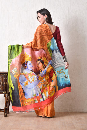 Handcrafted Hand-Painted Tussar Silk Saree – Bhasha Bharat