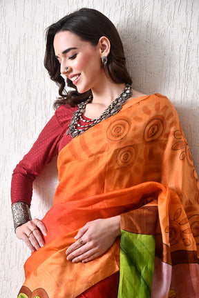 Handcrafted Hand-Painted Tussar Silk Saree – Bhasha Bharat