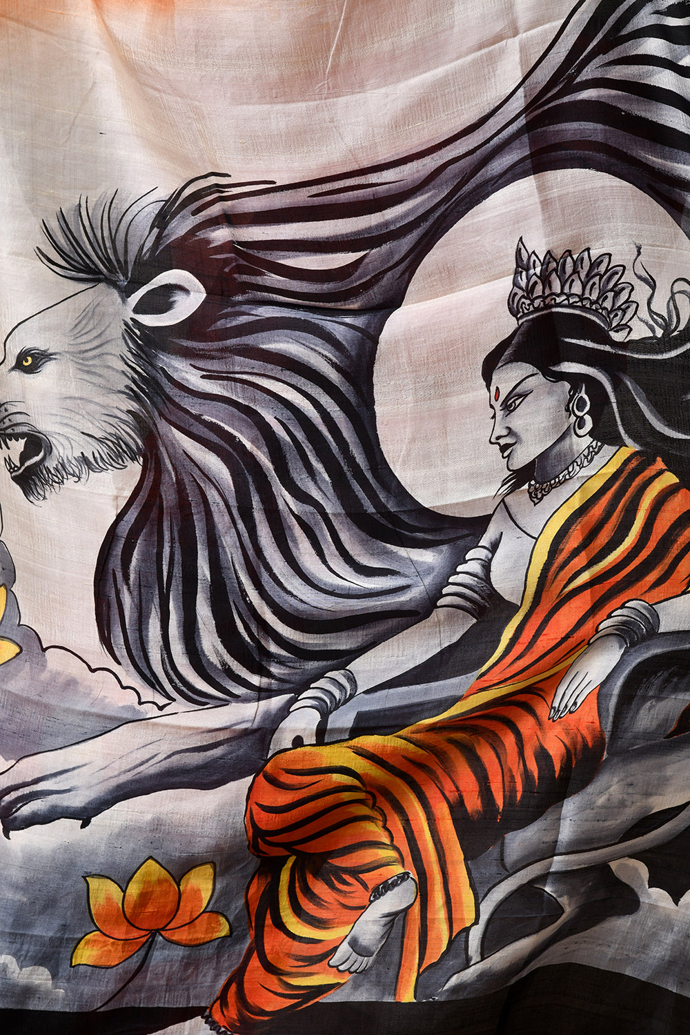 Handcrafted Hand-Painted Tussar Silk Saree – Bhasha Bharat