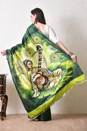 Handcrafted Hand-Painted Tussar Silk Saree – Bhasha Bharat