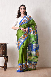 Handcrafted Hand-Painted Tussar Silk Saree – Bhasha Bharat